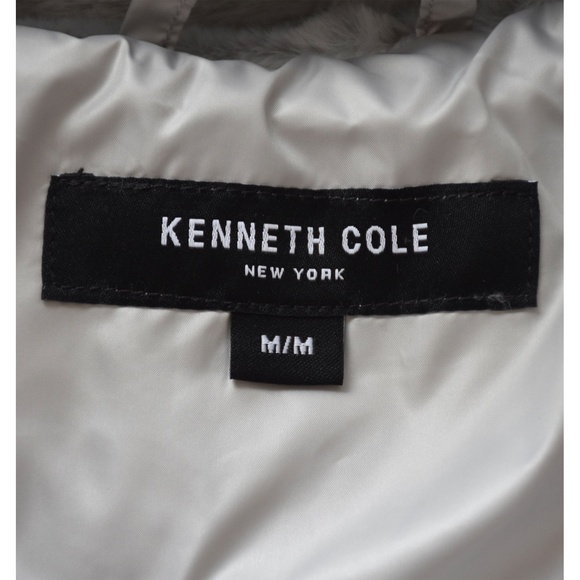 KENNETH COLE NEW YORK NWT SILVER SOFT CIRE FUNNEL NECK PUFFER COAT. SIZE M - Picture 9 of 13
